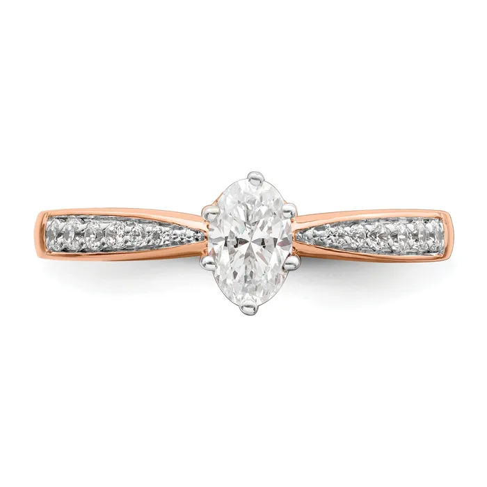Goldia Rings 050ct CZ Solid Real 14k Rose Polish 12ct Oval Leaf Design Dia Ring