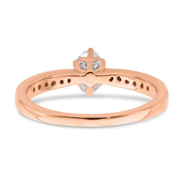 Goldia Rings 050ct CZ Solid Real 14k Rose Polish 12ct Oval Leaf Design Dia Ring