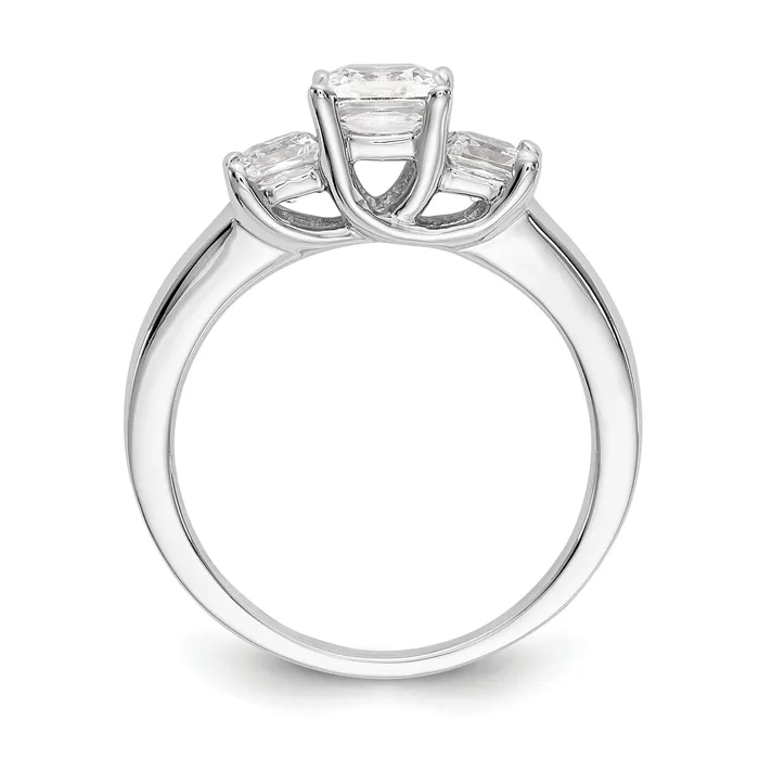 Goldia Rings 050ct CZ Solid Real 14K White Gold 3Stone Engagement Ring
