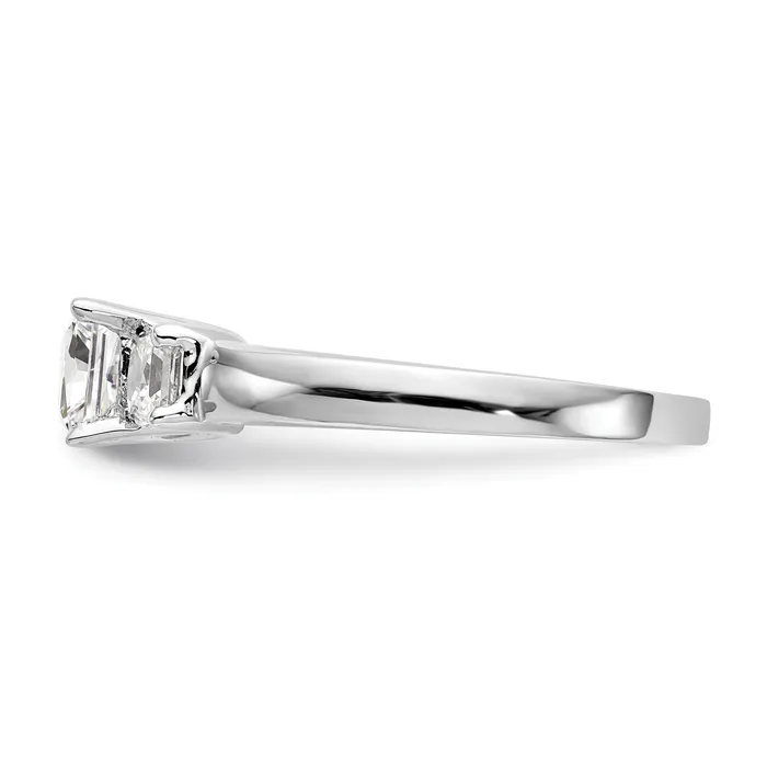 Goldia Rings 050ct CZ Solid Real 14K White Gold 3Stone Engagement Ring