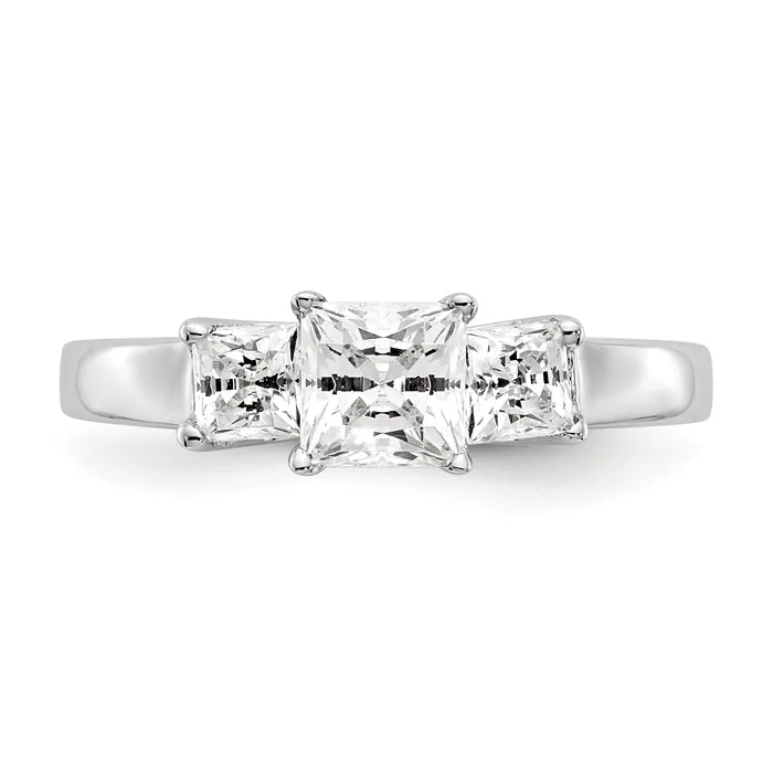 Goldia Rings 050ct CZ Solid Real 14K White Gold 3Stone Engagement Ring