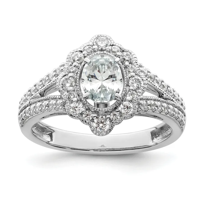 Goldia Rings 050ct CZ Solid Real 14K White Gold Vintage Oval Halo Dia Engage Ring Goldia Rings 050ct CZ Solid Real 14K White Gold Vintage Oval Halo Dia Engage Ring