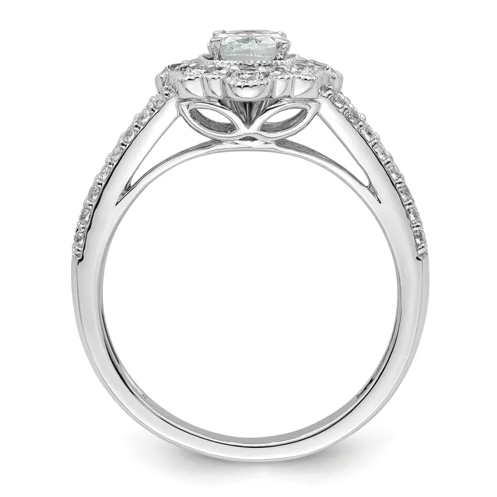 Goldia Rings 050ct CZ Solid Real 14K White Gold Vintage Oval Halo Dia Engage Ring