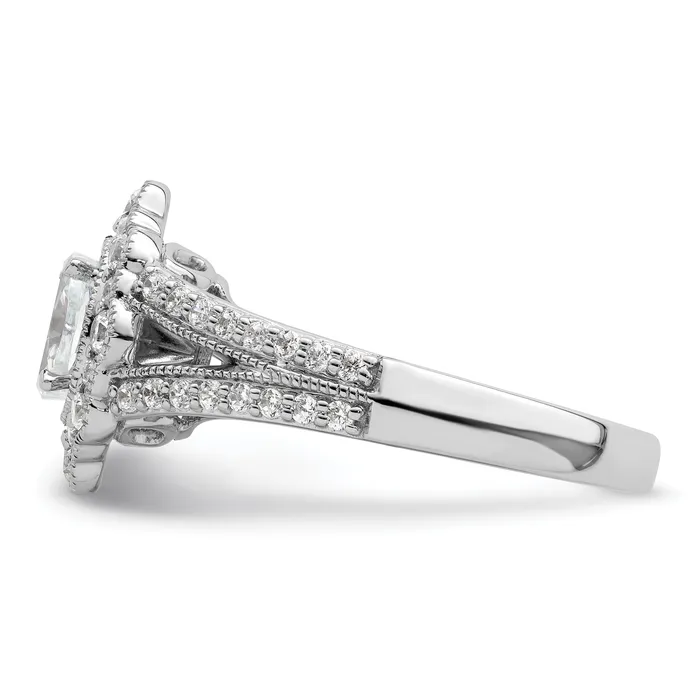 Goldia Rings 050ct CZ Solid Real 14K White Gold Vintage Oval Halo Dia Engage Ring