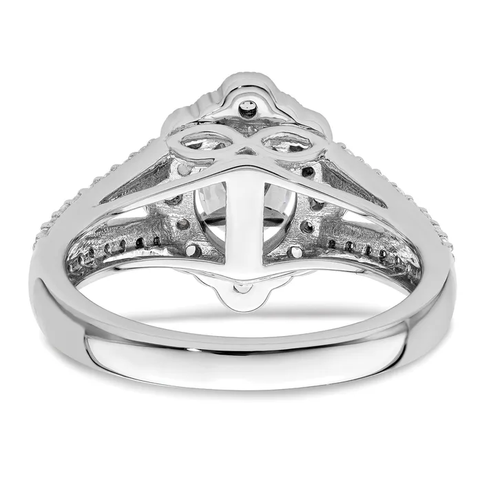 Goldia Rings 050ct CZ Solid Real 14K White Gold Vintage Oval Halo Dia Engage Ring