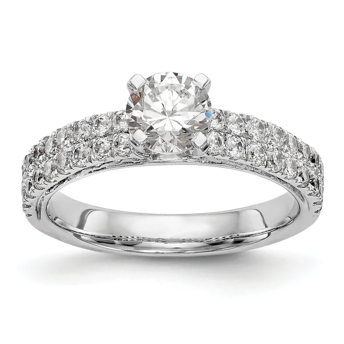 Goldia Rings 072ct CZ Solid Real 14K White Gold Peg Set Engagement Ring