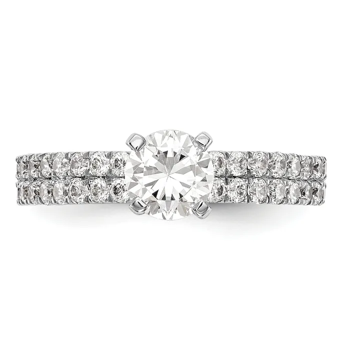 Goldia Rings 072ct CZ Solid Real 14K White Gold Peg Set Engagement Ring