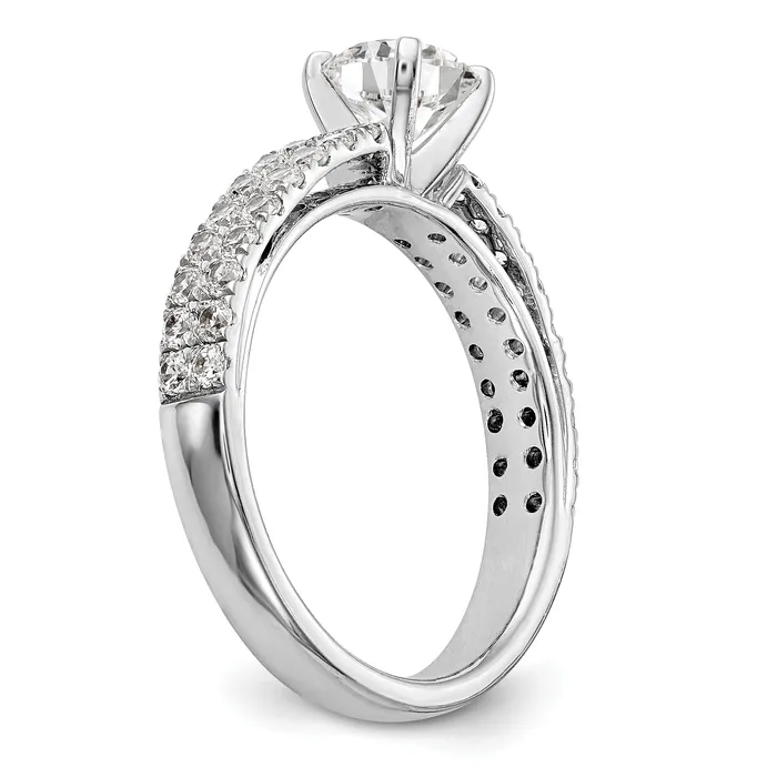 Goldia Rings 072ct CZ Solid Real 14K White Gold Peg Set Engagement Ring