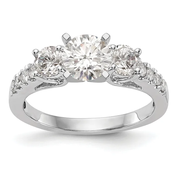 Goldia Rings 075ct CZ Solid Real 14K White Gold 3Stone Peg Set Engagement Ring Goldia Rings 075ct CZ Solid Real 14K White Gold 3Stone Peg Set Engagement Ring