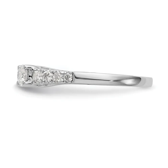 Goldia Rings 075ct CZ Solid Real 14K White Gold 3Stone Peg Set Engagement Ring