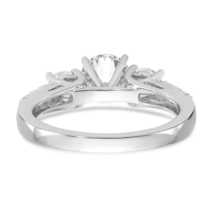 Goldia Rings 075ct CZ Solid Real 14K White Gold 3Stone Peg Set Engagement Ring
