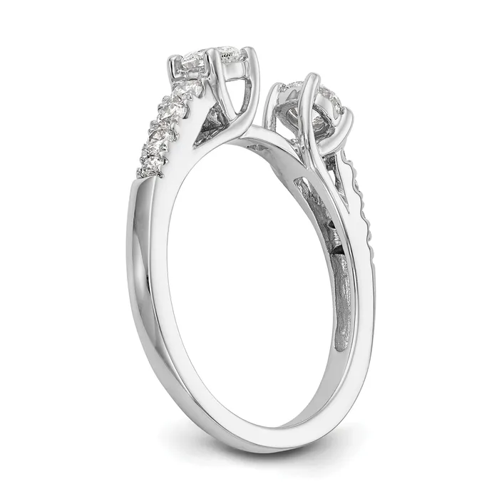 Goldia Rings 075ct CZ Solid Real 14K White Gold 3Stone Peg Set Engagement Ring