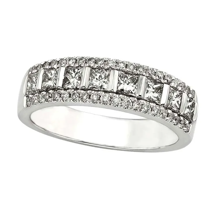 Goldia Rings 088 CT TW Certified PrincessCut Natural Diamond Anniversary Band in Solid 14K White Gold II2 Goldia Rings 088 CT TW Certified PrincessCut Natural Diamond Anniversary Band in Solid 14K White Gold II2
