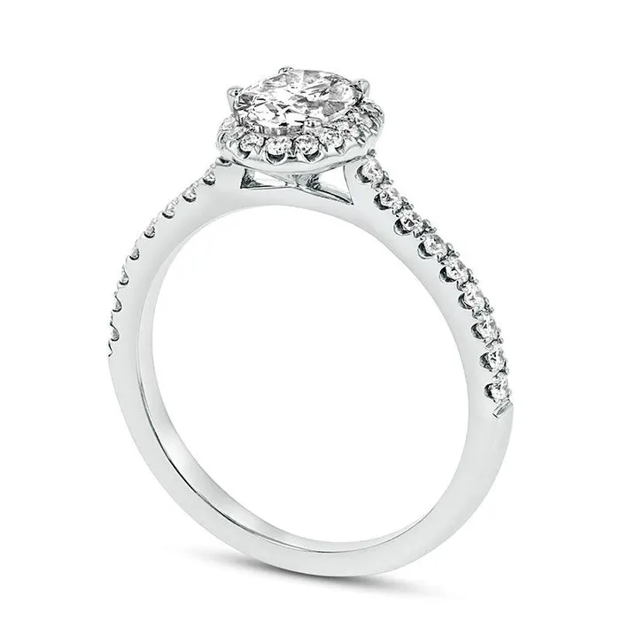 Goldia Rings 088 CT TW Oval Natural Diamond Frame Engagement Ring in Solid 18K White Gold GSI2 Goldia Rings 088 CT TW Oval Natural Diamond Frame Engagement Ring in Solid 18K White Gold GSI2