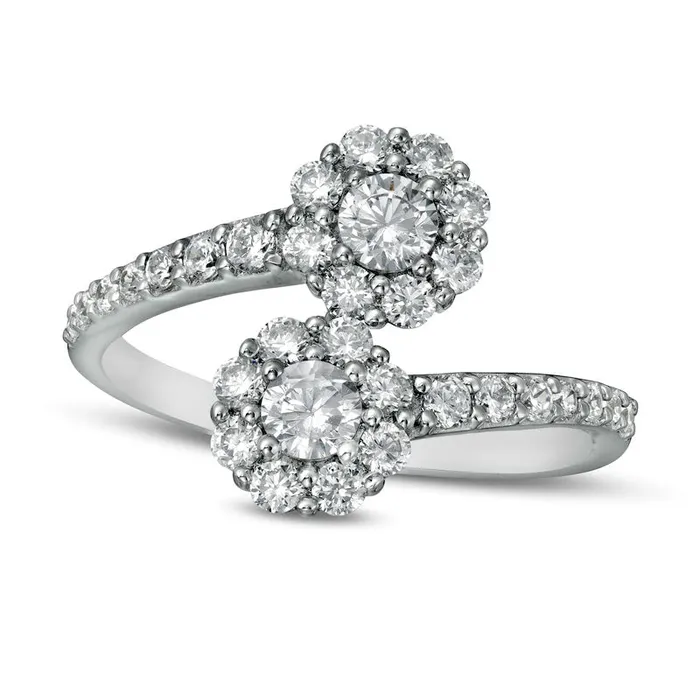 Goldia Rings 10 CT TW Certified LabCreated Diamond Bypass Ring in Solid 14K White Gold FSI2 Goldia Rings 10 CT TW Certified LabCreated Diamond Bypass Ring in Solid 14K White Gold FSI2
