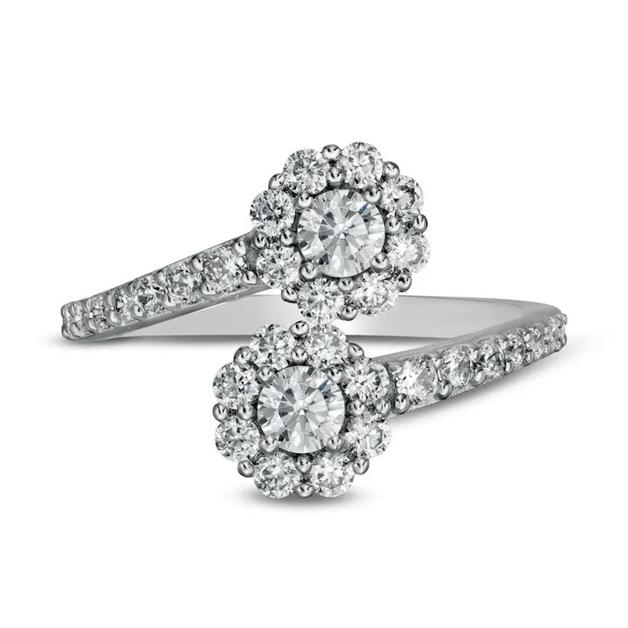 Goldia Rings 10 CT TW Certified LabCreated Diamond Bypass Ring in Solid 14K White Gold FSI2 Goldia Rings 10 CT TW Certified LabCreated Diamond Bypass Ring in Solid 14K White Gold FSI2
