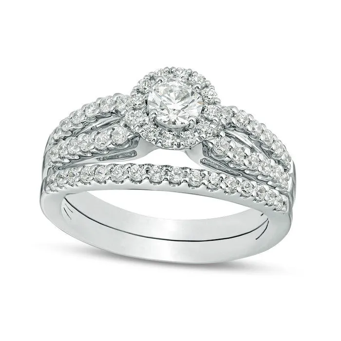 Goldia Rings 10 CT TW Certified Natural Diamond Frame Split Shank Bridal Engagement Ring Set in Solid 14K White Gold II1 Goldia Rings 10 CT TW Certified Natural Diamond Frame Split Shank Bridal Engagement Ring Set in Solid 14K White Gold II1