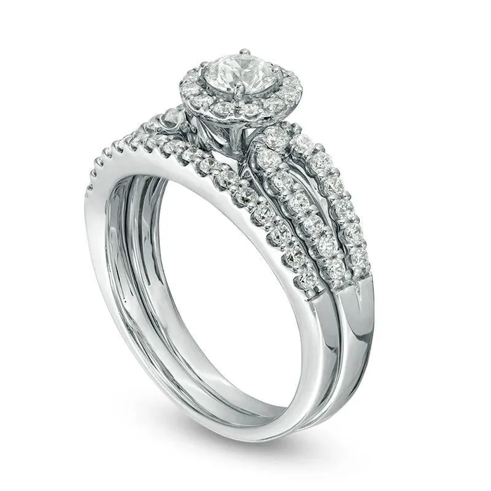 Goldia Rings 10 CT TW Certified Natural Diamond Frame Split Shank Bridal Engagement Ring Set in Solid 14K White Gold II1 Goldia Rings 10 CT TW Certified Natural Diamond Frame Split Shank Bridal Engagement Ring Set in Solid 14K White Gold II1