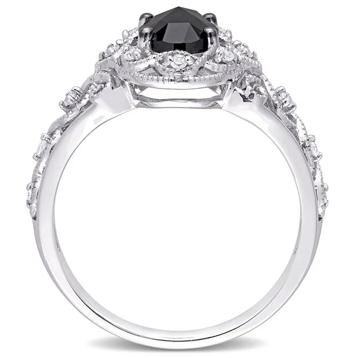 Goldia Rings 10 CT TW Enhanced Black and White Natural Diamond Frame Antique VintageStyle Engagement Ring in Solid 10K White Gold Goldia Rings 10 CT TW Enhanced Black and White Natural Diamond Frame Antique VintageStyle Engagement Ring in Solid 10K White Gold