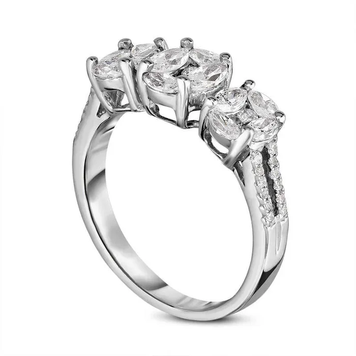 Goldia Rings 10 CT TW Marquise and PrincessCut Composite Natural Diamond Three Stone Engagement Ring in Solid 14K White Gold Goldia Rings 10 CT TW Marquise and PrincessCut Composite Natural Diamond Three Stone Engagement Ring in Solid 14K White Gold
