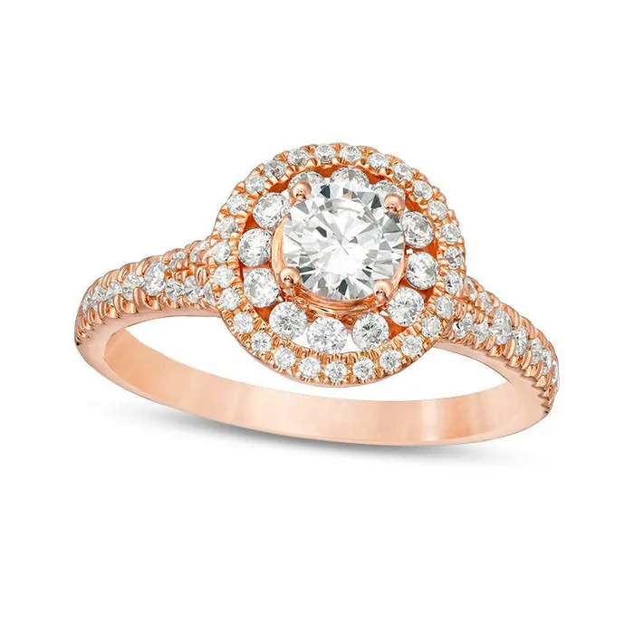 Goldia Rings 10 CT TW Natural Diamond Double Frame Engagement Ring in Solid 14K Rose Gold Goldia Rings 10 CT TW Natural Diamond Double Frame Engagement Ring in Solid 14K Rose Gold