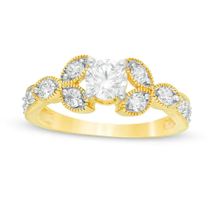 Goldia Rings 10 CT TW Natural Diamond TriSides Antique VintageStyle Engagement Ring in Solid 10K Yellow Gold