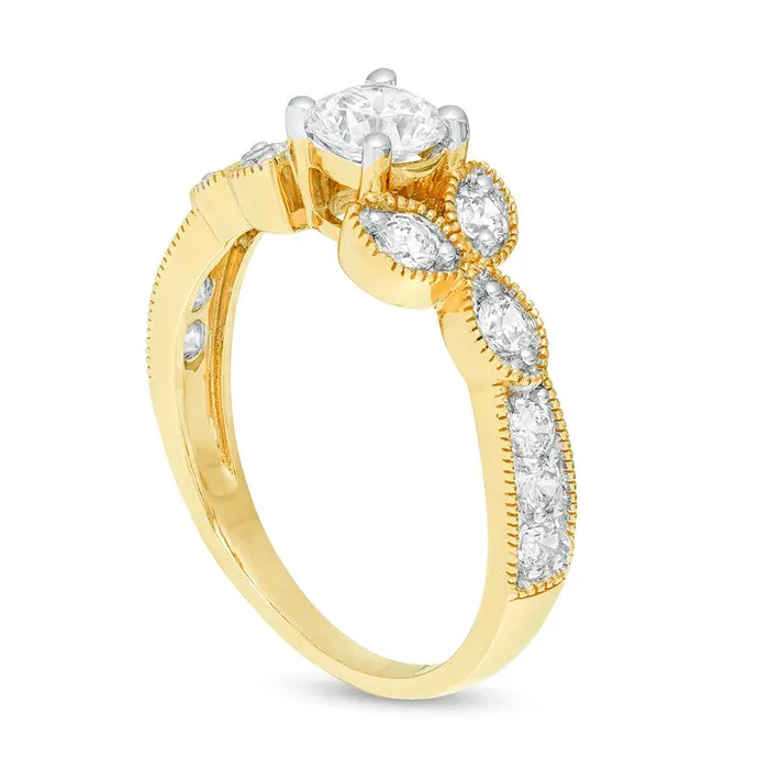 Goldia Rings 10 CT TW Natural Diamond TriSides Antique VintageStyle Engagement Ring in Solid 10K Yellow Gold Goldia Rings 10 CT TW Natural Diamond TriSides Antique VintageStyle Engagement Ring in Solid 10K Yellow Gold