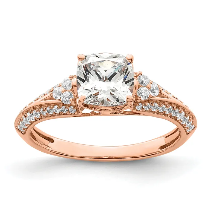 Goldia Rings 100ct CZ Solid Real 14k Rose Polish 1ct Cushion Engage Dia Ring Goldia Rings 100ct CZ Solid Real 14k Rose Polish 1ct Cushion Engage Dia Ring