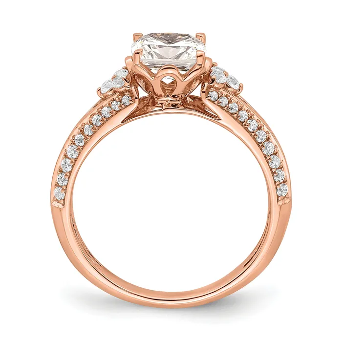 Goldia Rings 100ct CZ Solid Real 14k Rose Polish 1ct Cushion Engage Dia Ring