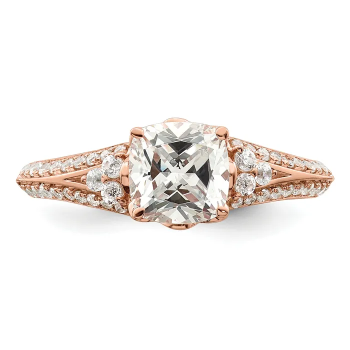 Goldia Rings 100ct CZ Solid Real 14k Rose Polish 1ct Cushion Engage Dia Ring