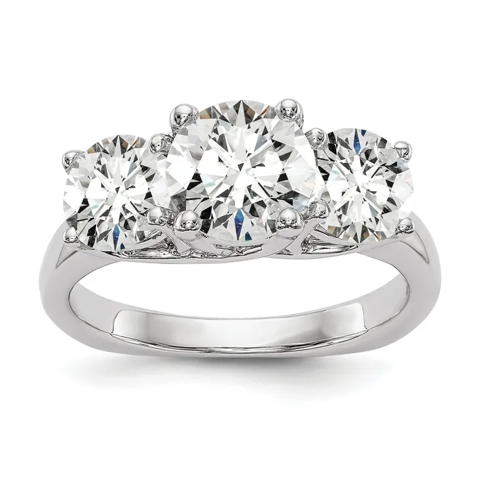 Goldia Rings 100ct CZ Solid Real 14K White Gold 3Stone Engagement Ring