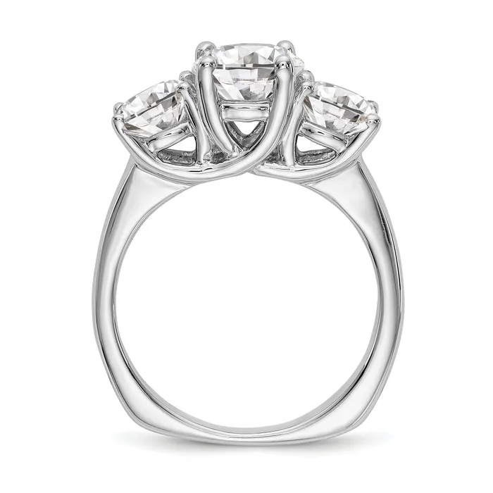 Goldia Rings 100ct CZ Solid Real 14K White Gold 3Stone Engagement Ring