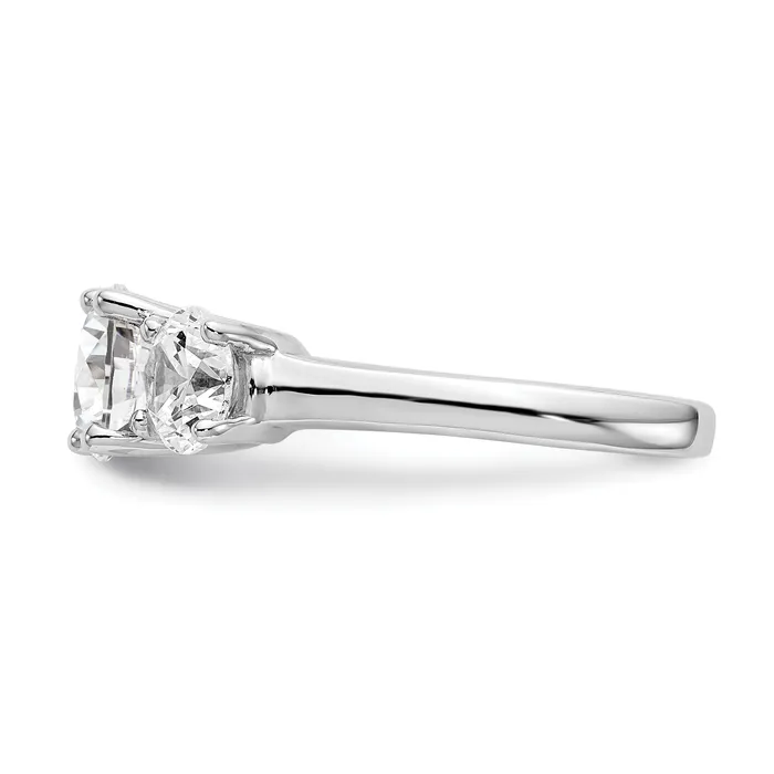 Goldia Rings 100ct CZ Solid Real 14K White Gold 3Stone Engagement Ring