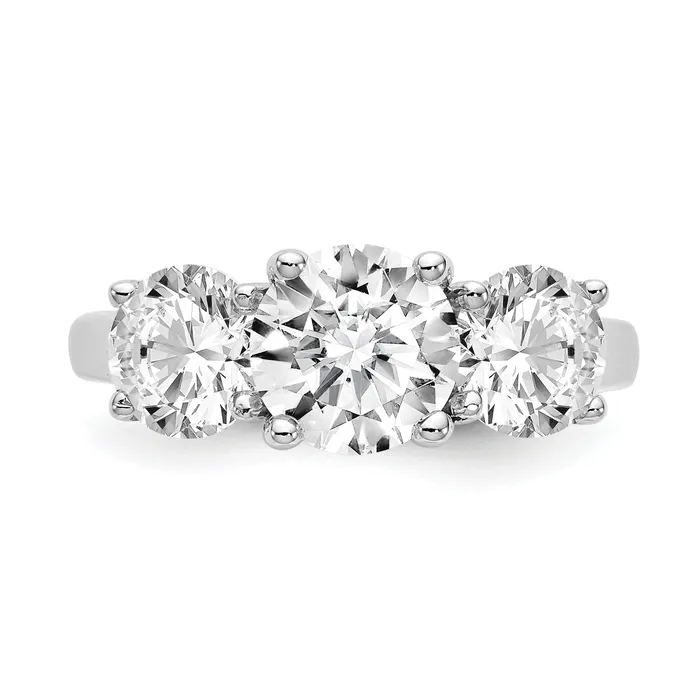 Goldia Rings 100ct CZ Solid Real 14K White Gold 3Stone Engagement Ring
