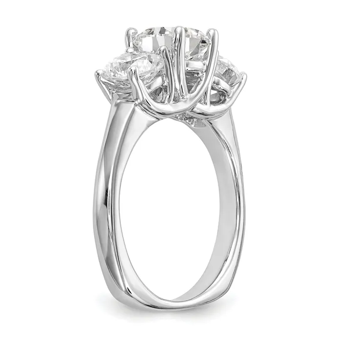 Goldia Rings 100ct CZ Solid Real 14K White Gold 3Stone Engagement Ring