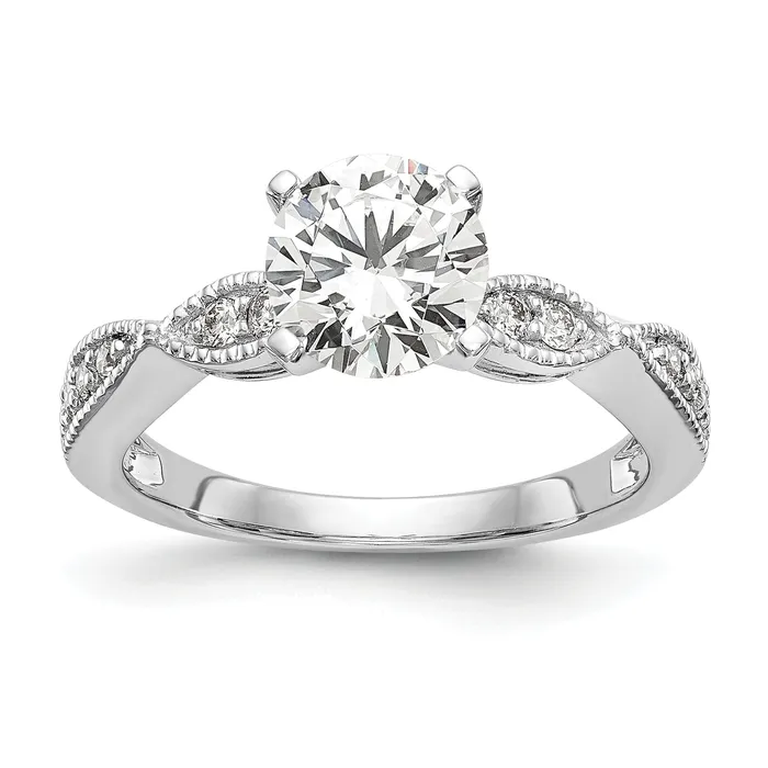 Goldia Rings 100ct CZ Solid Real 14k White Gold Round CrissCross Engagement Ring Goldia Rings 100ct CZ Solid Real 14k White Gold Round CrissCross Engagement Ring