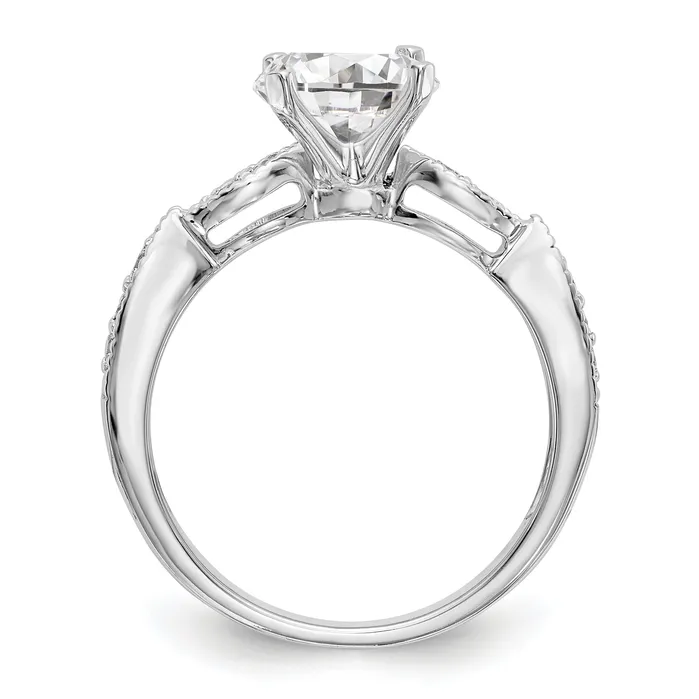 Goldia Rings 100ct CZ Solid Real 14k White Gold Round CrissCross Engagement Ring
