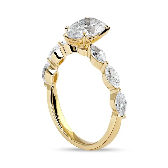 Goldia Rings 163 CT TW PearShaped and Marquise Natural Diamond Engagement Ring in Solid 14K Gold Goldia Rings 163 CT TW PearShaped and Marquise Natural Diamond Engagement Ring in Solid 14K Gold