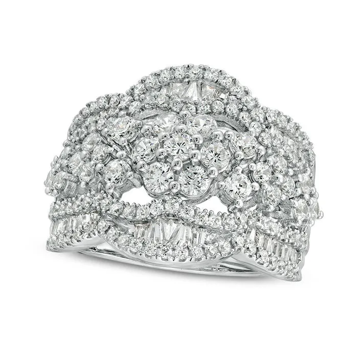 Goldia Rings 188 CT TW Composite Natural Diamond Intertwined Ring in Solid 10K White Gold Goldia Rings 188 CT TW Composite Natural Diamond Intertwined Ring in Solid 10K White Gold