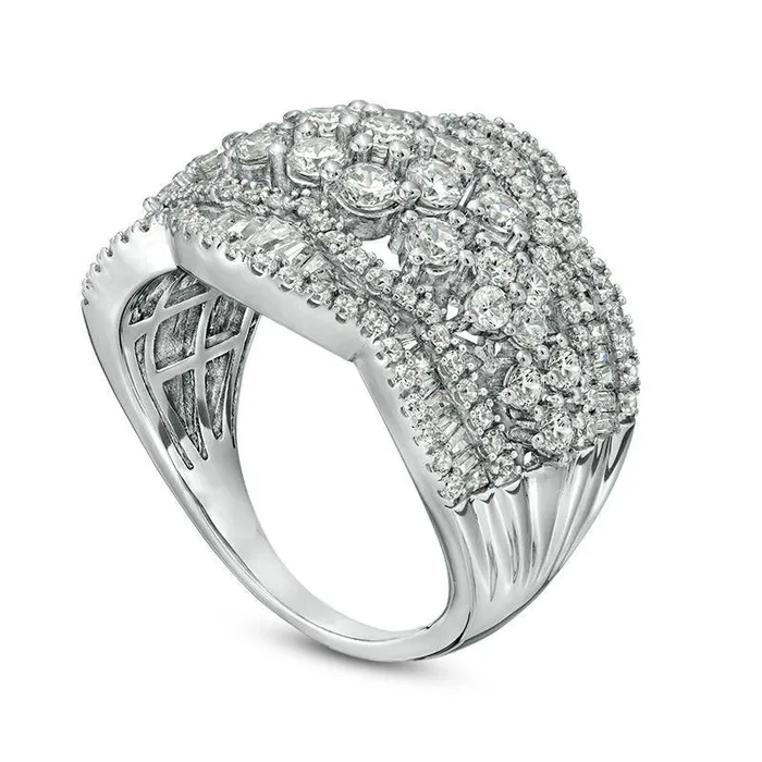 Goldia Rings 188 CT TW Composite Natural Diamond Intertwined Ring in Solid 10K White Gold Goldia Rings 188 CT TW Composite Natural Diamond Intertwined Ring in Solid 10K White Gold