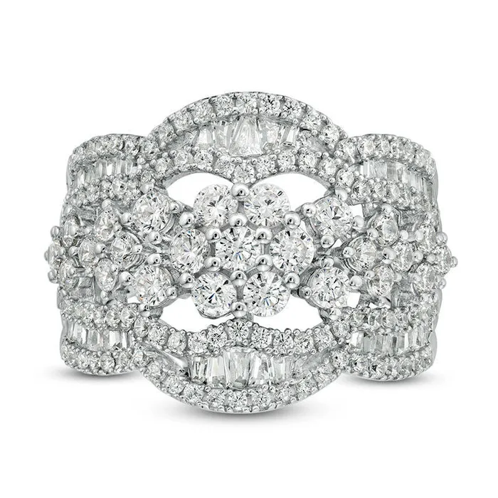 Goldia Rings 188 CT TW Composite Natural Diamond Intertwined Ring in Solid 10K White Gold Goldia Rings 188 CT TW Composite Natural Diamond Intertwined Ring in Solid 10K White Gold