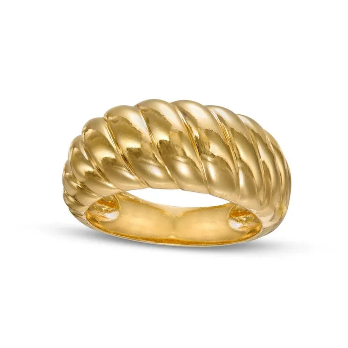Goldia Rings 100mm Bold Twisted Dome Ring in Solid 10K Yellow Gold