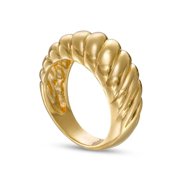 Goldia Rings 100mm Bold Twisted Dome Ring in Solid 10K Yellow Gold Goldia Rings 100mm Bold Twisted Dome Ring in Solid 10K Yellow Gold