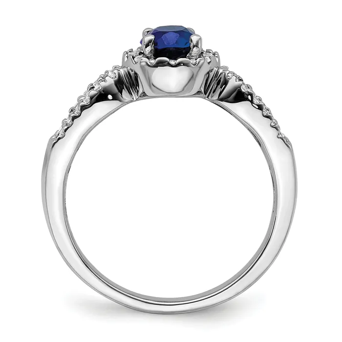 Goldia Rings 10k White Gold 13 Ct Lab Grown Diamond VSSI G and Oval Lab Created Blue Sapphire Ring
