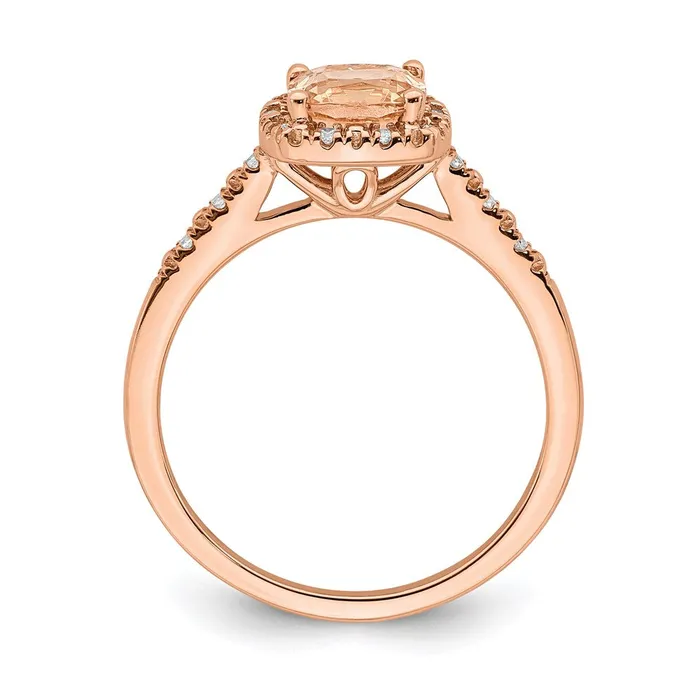 Goldia Rings 14k Rose Gold Morganite Real Diamond Halo Engagement Ring