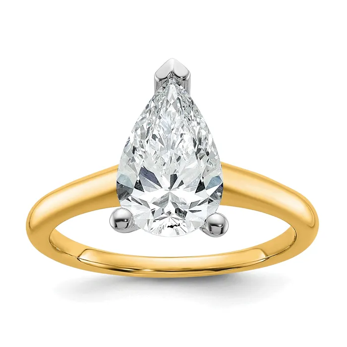 Goldia Rings 14k Twotone 2 Ct Lab Grown Diamond VSSI G Pear Solitare Engagement Ring Goldia Rings 14k Twotone 2 Ct Lab Grown Diamond VSSI G Pear Solitare Engagement Ring