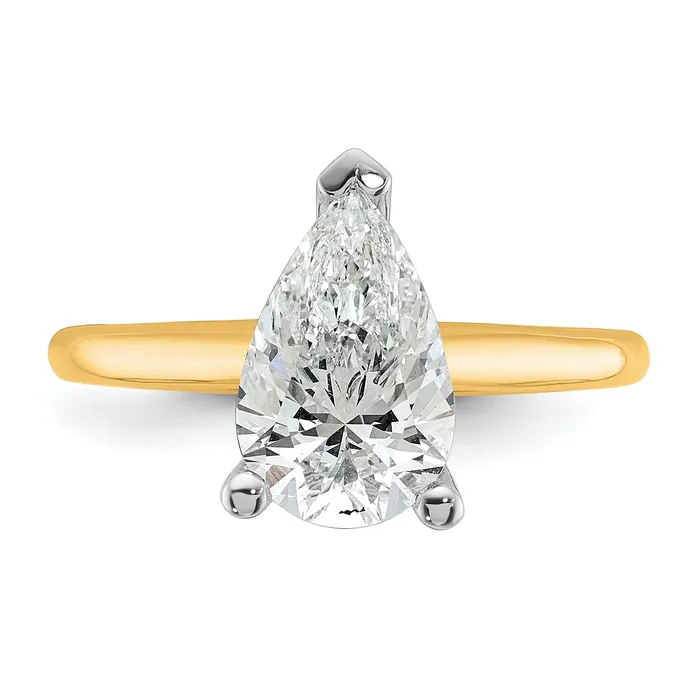 Goldia Rings 14k Twotone 2 Ct Lab Grown Diamond VSSI G Pear Solitare Engagement Ring