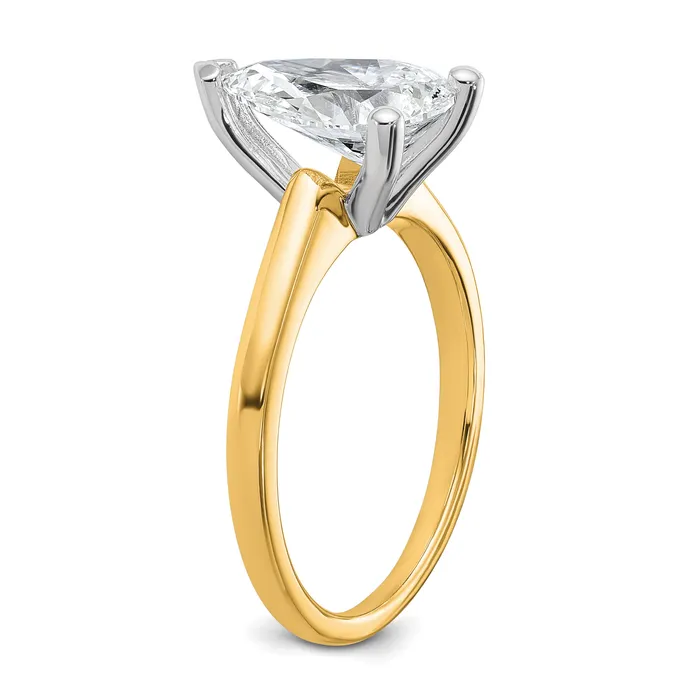 Goldia Rings 14k Twotone 2 Ct Lab Grown Diamond VSSI G Pear Solitare Engagement Ring