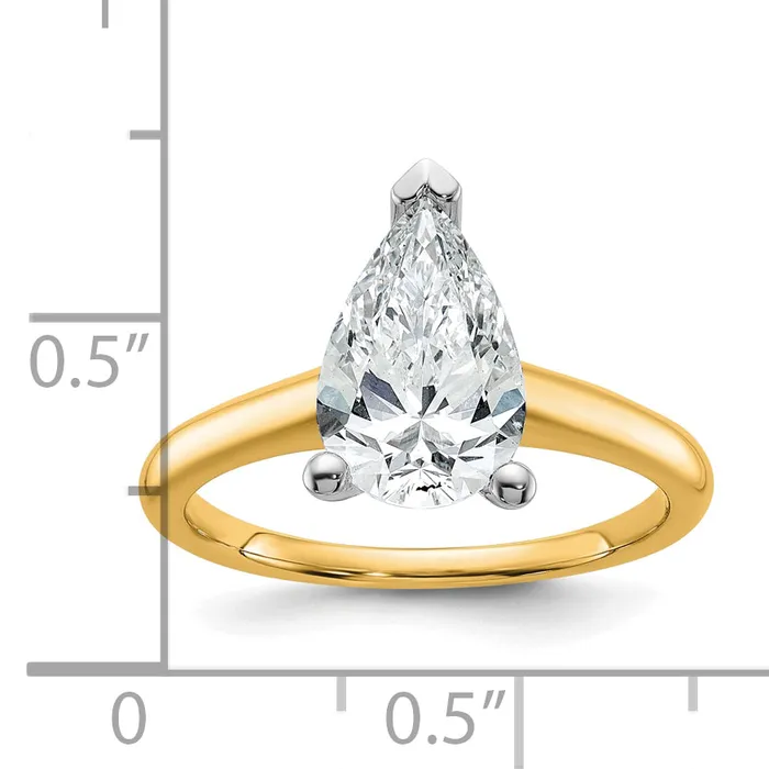 Goldia Rings 14k Twotone 2 Ct Lab Grown Diamond VSSI G Pear Solitare Engagement Ring