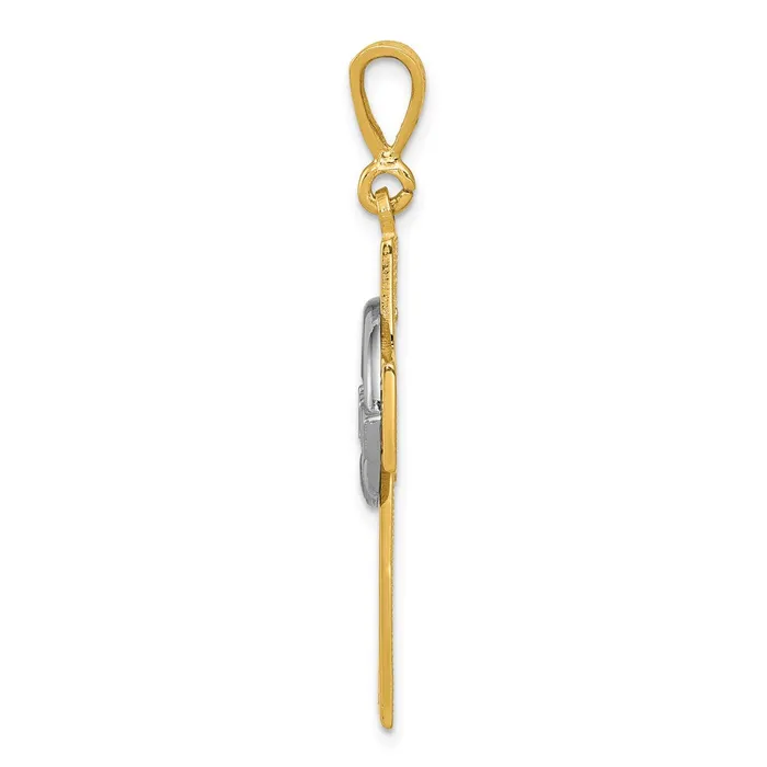 Goldia Rings 14k Twotone Gold Claddagh Cross Pendant